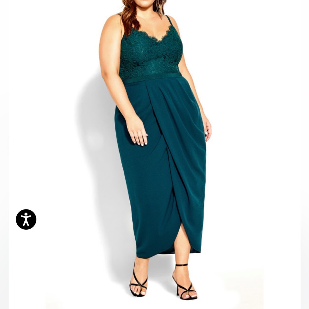 Emerald Green Dress with Lace detail